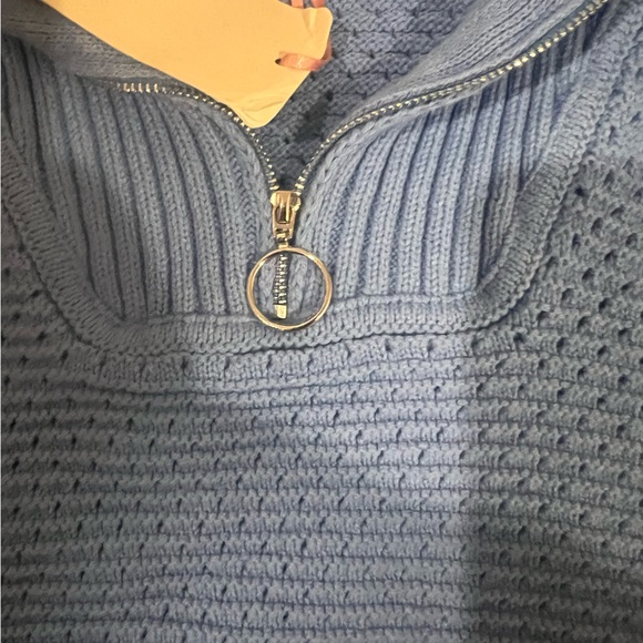 Entro Blue Knit Half Zip Sweater Vest Sleeveless NWT Size Small - Picture 3 of 4